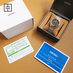 SEIKO V147-0AD0 Solar Stainless Steel Mens Watch with Black Dial (JDM) - Picture 1 of 11