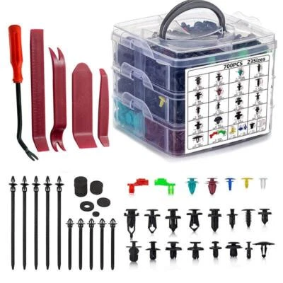 Juego de caja surtido de clip de sujeción de panel de ajuste remache pasador de empuje de carrocería de 745 unidades Foto 1 de 4