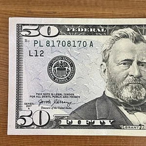 $50 Dollar Bill Fancy Serial August 1st Birthday Anniversary 8/1/1970 Repeater - Picture 1 of 5