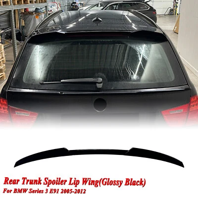 Gloss Black Rear Trunk Spoiler Lip Middle Wing For BMW 3 Series E91 2005-2012 - image 1 of 4