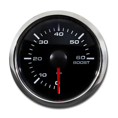 MGS 52mm 2-1/16" Electrical Turbo Boost Gauge 60 PSI White LED Electrical Sensor - Image 1 of 4