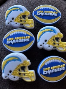 Set Of 6 LOS ANGELES  CHARGERS American Football NFL Shoe Charms Party Decs - Picture 1 of 4