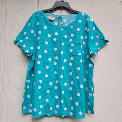 Blusa Van Heusen azul y blanco lunares para mujer talla Lrg nueva con etiquetas Foto 1 de 4