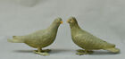 8" Old China Bronze Gilt Feng Shui Pigeon Dove Bird Statue Sculpture Pair