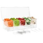 7Penn | Condiment Tray with Ice Chamber Lid Tongs Spoons 5 Condiment Containers