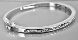 6.2Ct Round Cut Lab Created Women's Tennis Bangle Bracelet 14K White Gold Plated - Picture 1 of 4