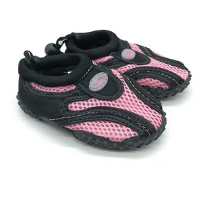 Easy USA Toddler Girls Water Shoes Slip On Mesh Fabric Drawstring Pink Black 5 - Picture 1 of 6