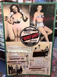 The Devil’s Sleep 1949 Original 60” Movie Lobby Poster, Burlesque Exploitation - Picture 1 of 11