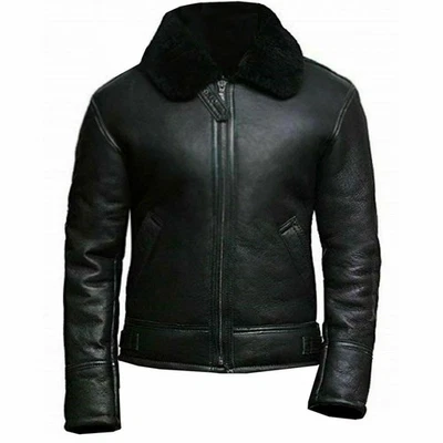 Men’s B3 RAF Aviator Bomber Jacket Real Shearling Leather Flying Coat - Image 1 of 4