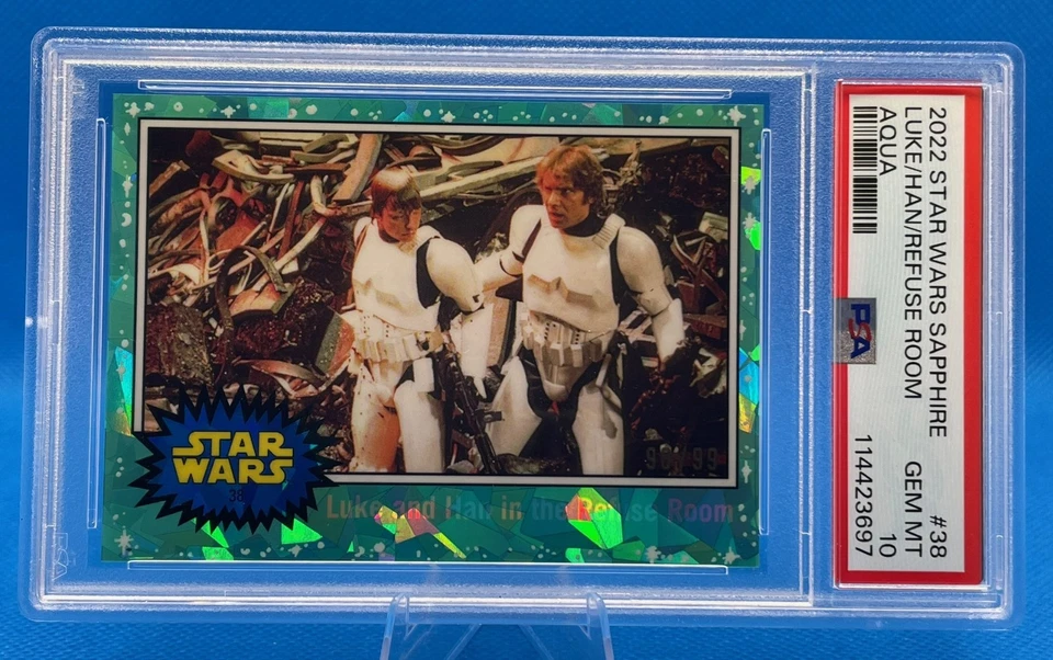 2022 Topps Sapphire Star Wars Luke Han Refuse #38 Aqua #'d 90 /99 PSA 10 POP 6!! - Image 1 of 1