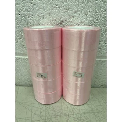 Paquete de 10 rollos de tela/rollo de poliéster cinta satinada rosa, 1-1/2" x 25 yardas cada uno Foto 1 de 4