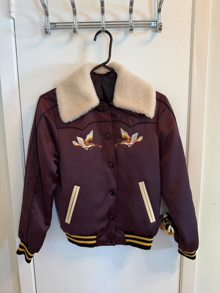 Chaqueta Bomber COACH Cristal Reversible Estampado Floral Talla PEQUEÑA Granate/Rosa Foto 1 de 2