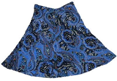 Falda para mujer J.Jill Wear-ever por encima de la rodilla talla mediana elástica cachemira floral azul Foto 1 de 4