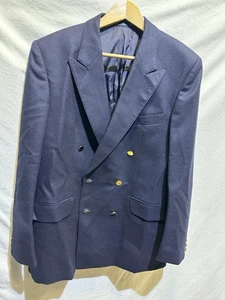 St Michael Herren Blazer Sakko dunkelblau zweireihig Wolle Größe 42 - Bild 1 von 13