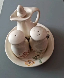 Rosgill Staffs Set Of 4 Vinger/oil Salt And Pepper Pots On A Display Plate - Picture 1 of 15