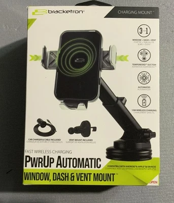 Bracketron - Montaje automático para tablero/ventana/ventana/ventana PwrUp Qi para la mayoría de los teléfonos celulares Foto 1 de 3