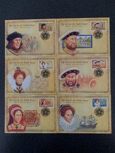 ISLE OF MAN 2003 400th ANNIV END OF TUDOR REIGN SET OF 6 FDI STAMPED POSTCARDS - Picture 1 of 2