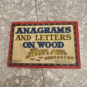 Vintage Anagramas Letras Madera Juego Milton Bradley Original Caja Azulejos Instrucciones - Imagen 1 de 6