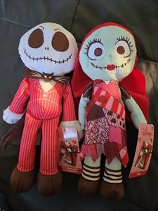 Disney Nightmare Before Xmas Jack Skellington And Sally Valentine's Day Plush - Picture 1 of 8