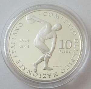 Italy 10 Euro 2014 100 Years National Olympic Committee Silver - Picture 1 of 2