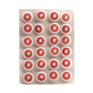 Card (24) vintage Czech hand painted red gold gilt frost glass buttons 18mm - Picture 1 of 3