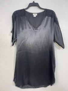 Vintage Barbizon schwarz Satin Blumen Nachthemd Kleid Damen Größe Medium Dessous - Bild 1 von 8