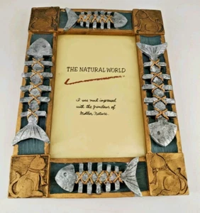 Vintage The Natural World 3.5 X 6" Picture Frame Cat & Fish Theme B2 - Picture 1 of 5