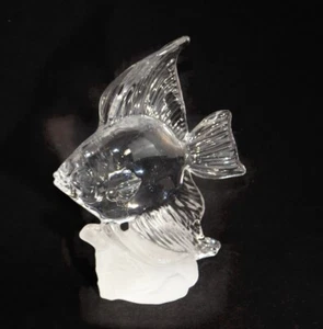 Crystal Angel Fish Pet Sculpture Figurine Opaque Clear Glass Vintage - Picture 1 of 4