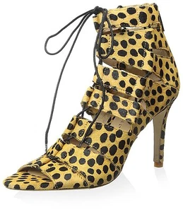 Sandalias con cordones de piel con estampado de guepardo Loeffler Randall Lottie para mujer 6 nuevas $375 - Imagen 1 de 5