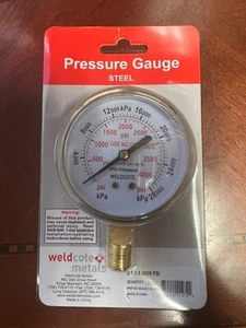 Weldcote Manometer, Stahl, 2 1/2 x 4000 PSI - Bild 1 von 1