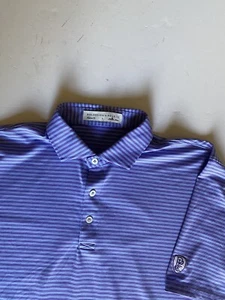 Holderness & Bourne Mens L Purple/Blue Striped Short Sleeve Golf Polo Shirt EUC - Picture 1 of 8