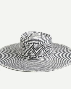 J. Crew Woven hat with extra-wide brim Sz S-M in Ivory/ Navy - Picture 1 of 8