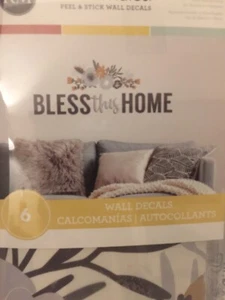Calcomanía de pared, calcomanías de pared Bless This Home pelar y pegar 6. Extraíble y reposicionamiento. - Imagen 1 de 10