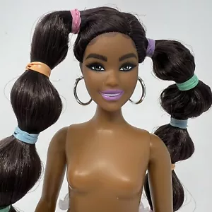 Barbie Doll Mattel Plus size Curvy Nude with Dark Brown Long Hair Pigtails 2010* - Picture 1 of 24