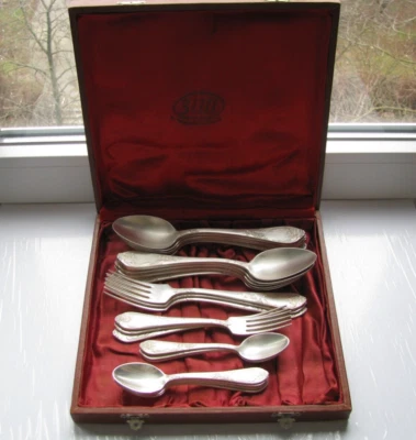 SILVER PLATED SET 23 cutlery  Melchior cupronickel  USSR. - Image 1 of 4