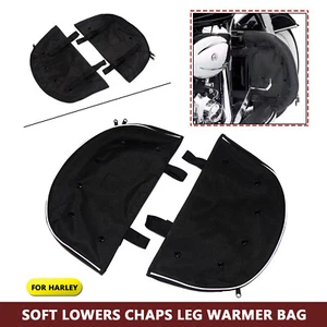 Bolso calentador de piernas negro suave Lowers Chaps para Harley Softail FLSTN Fat Boy FLSTF EE. UU. - Imagen 1 de 9