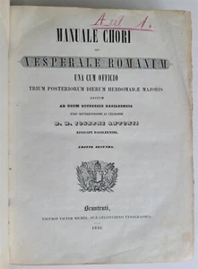 1842 MANUALE CHORI seu VESPERALE ROMANUM antique FOLIO - Picture 1 of 18