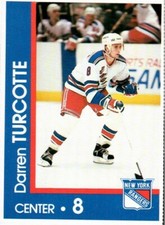 Darren Turcotte 1989-90 New York Rangers Marine Midland Bank