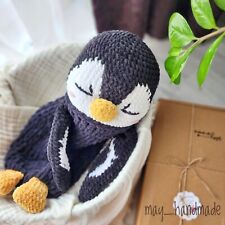 Crochet Penguin Lovey Nursery Bedding Decor Baby Snuggler Crib Toy