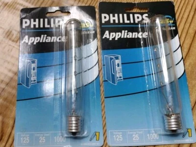 2 Philips Tubular 25 Watt Refrigerator BC25T61/2 New Old Stock - Image 1 of 4