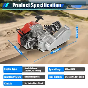 49CC 2-Takt Motor mit Getriebe Vergaser Dirt Bike Pocketbike Mini Atv Quad DHL - Bild 1 von 11