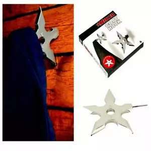 NINJA MANTELHAKEN Metall Wandkleidung Aufhänger Shuriken Neuheit Werfen Stern Dart - Bild 1 von 7