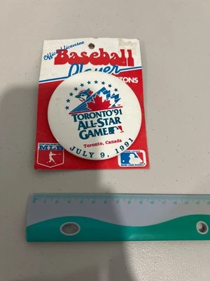 1991 MLB All-Star Game Toronto Button – Blue Jays – July 9, 1991 Pinback RARE - Image 1 of 2