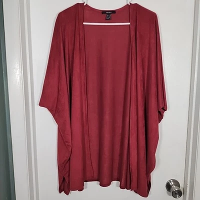 FOREVER 21 Mujer M Vegano Gamuza Rojo Quemado Kimono Túnica Top Abierto Ala de Murciélago Suéter Foto 1 de 4