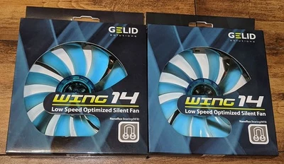 Set of 2 Gelid Gamer Wing 14 UV Blue 140mm x 140mm x 25mm Fans, New, Sealed Box! - Image 1 of 4