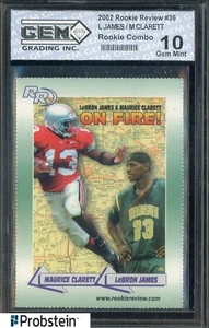 2002 Rookie Review LeBron James Maurice Clarett RC Rookie GEM 10 GEM MINT - Picture 1 of 2