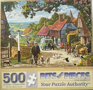 Der Landbus NEU 500-teiliges Puzzle grüner Bus wartende Passagiere Hunde Gänse - Bild 1 von 5