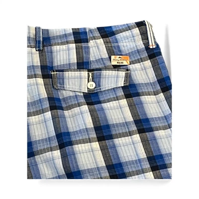 Tommy Bahama Relax Cargo Shorts Mens 35 Blue Plaid Cotton - Image 1 of 4