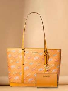Michael Kors Damen große Logo Geldbörse Beuteltasche Tasche Handtasche + Bifold Geldbörse Pop Orange - Bild 1 von 23