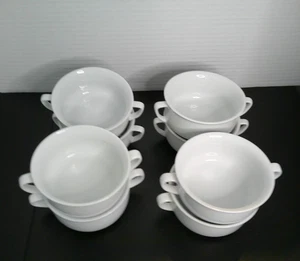 Lote de 8 tazones de sopa de cebolla francesa de porcelana blanca Williams Sonoma asas - Imagen 1 de 4
